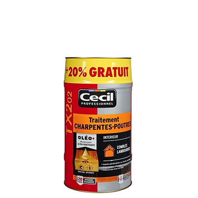 CECIL - Traitement TX202 charpentes-poutres - 5L + 20% gratuit