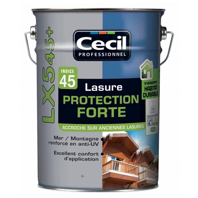 CECIL - Lasure protection forte LX545+ bois - bois blanchi - 5L