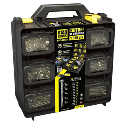 Coffret de chantier Starblock® avec 1350 vis Torx® et accessoires