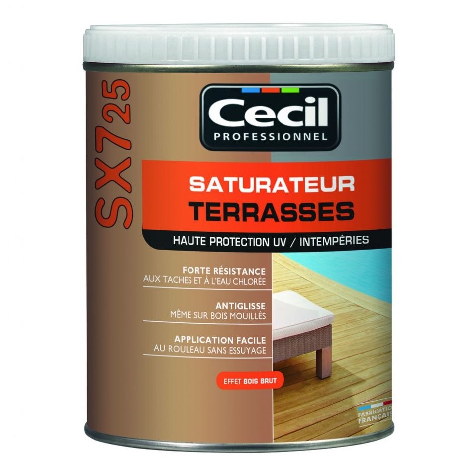 CECIL - Saturateur terrasses bois SX725 - cèdre gris - 1L