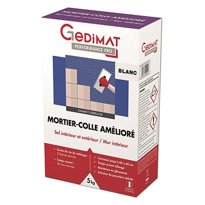 Mortier-colle améloré NF - gris - 5kg - GEDIMAT Performance Pro