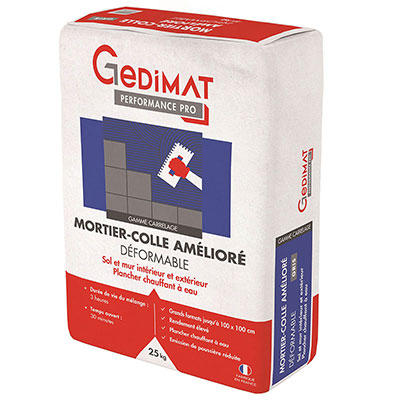 GEDIMAT Performance Pro - Mortier-colle amélioré déformable NF - gris - sac de 25kg