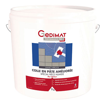 Colle en pâte améliorée NF spécial pièce humide - 7kg - GEDIMAT Performance Pro