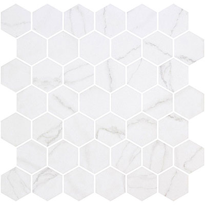 Emaux de verre HEX XL mat 28.4 x 28.6 cm - venato white - vendu à l'unité