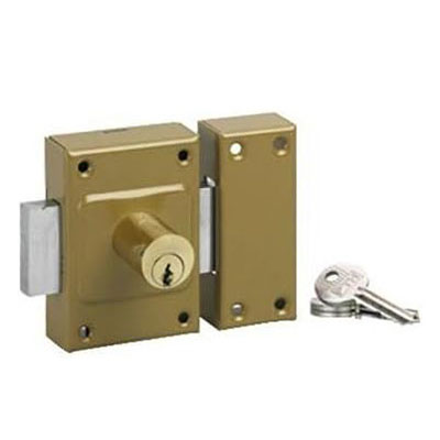 THIRARD - Verrou de sureté étendard à Cylindre Double 40mm - epoxy Bronze - double entrée