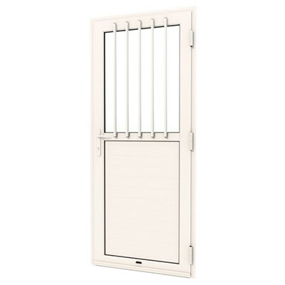 ALUSINAN - Porte de service barreaudée - poussant gauche - blanc - l. 90 x H. 216.5cm