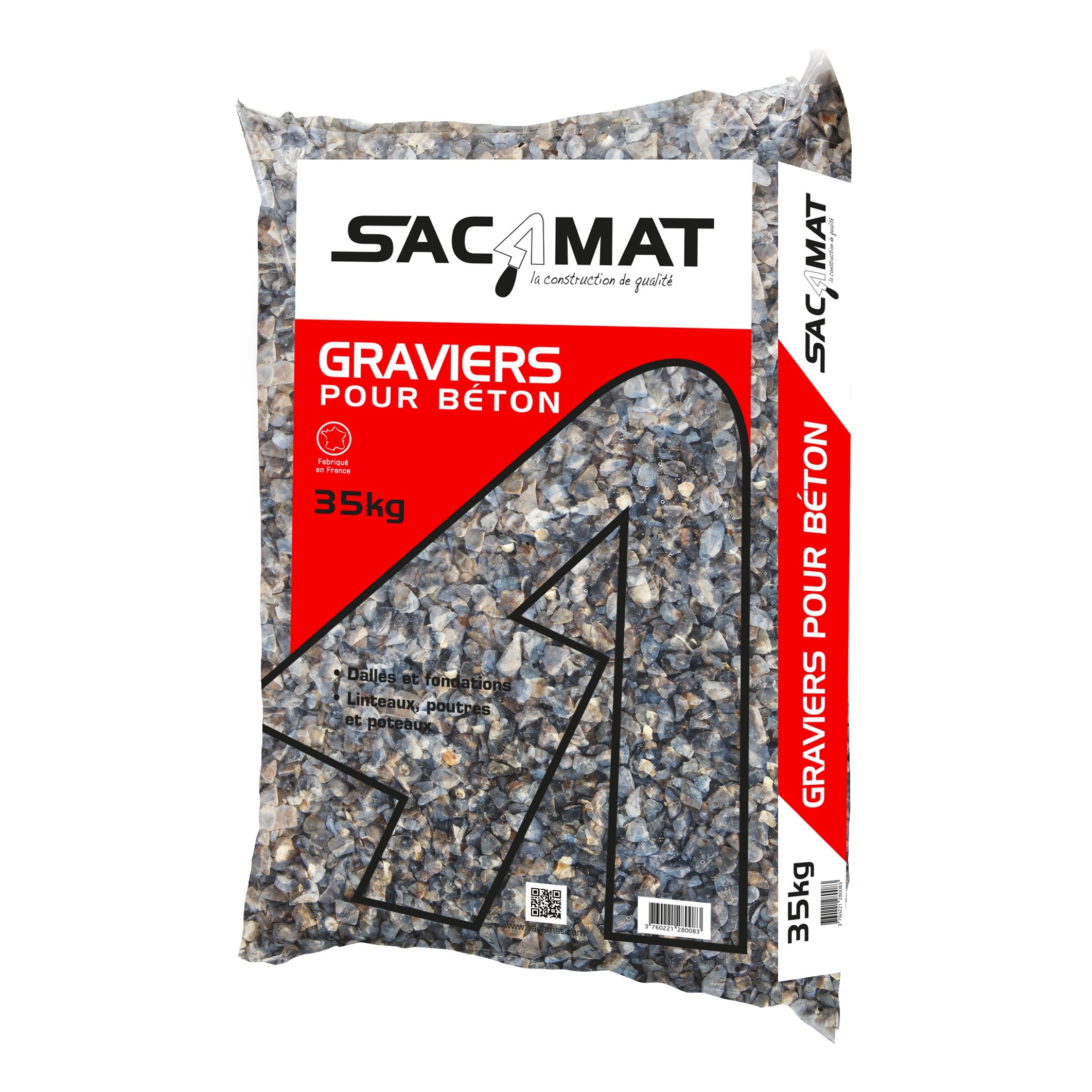 SACAMAT - Graviers pour béton - gris - sac de 35kg