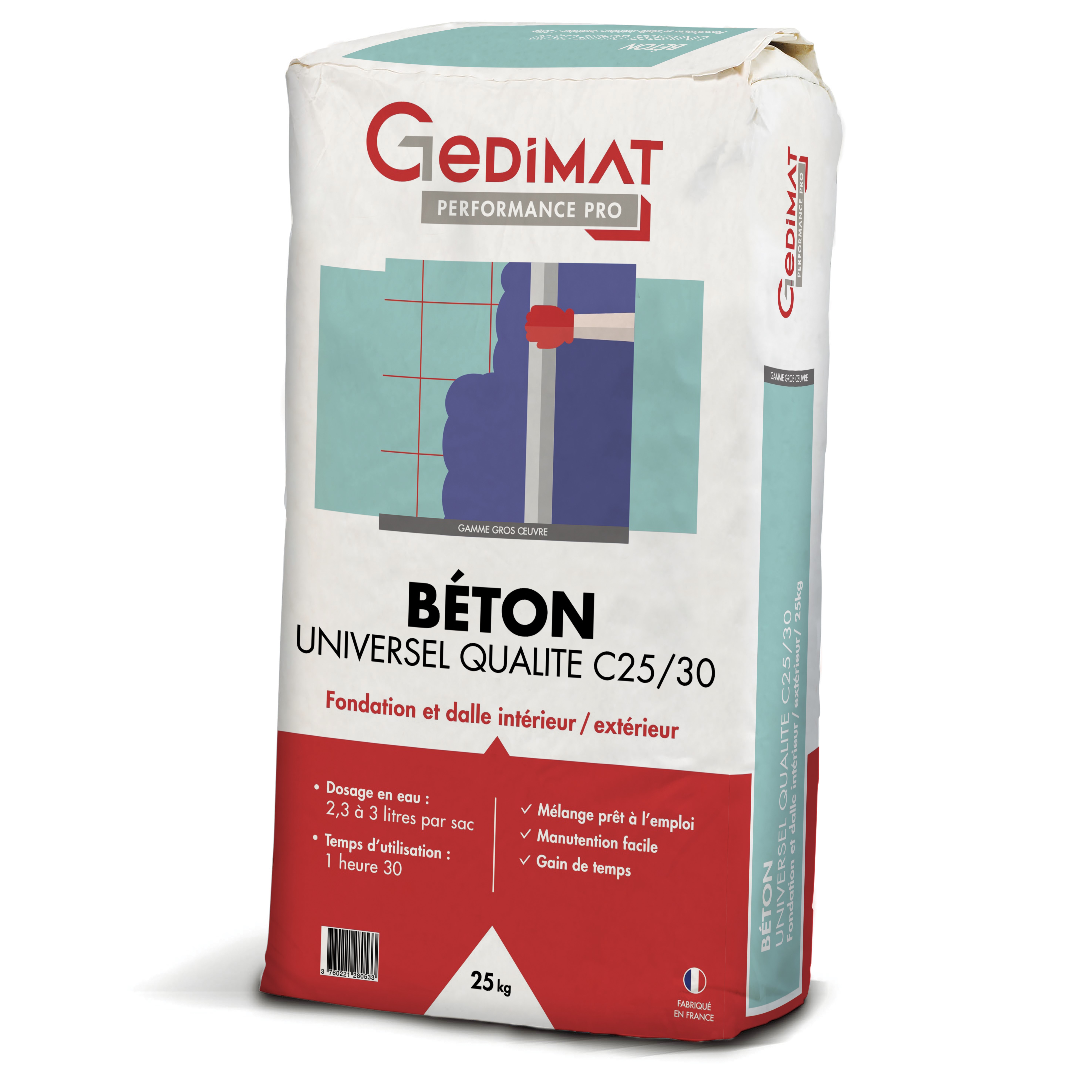 GEDIMAT Performance Pro - Béton universel qualité C25/30 - sac de 25kg