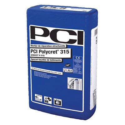 PCI - Mortier fibré Polycret® 315 spécial façades de bâtiments - gris - sac de 25kg