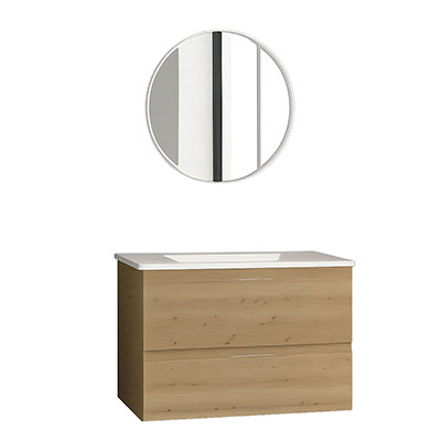 Ensemble de meuble MAYA - amazon oak - l. 80 x P. 45 x H. 60cm + miroir