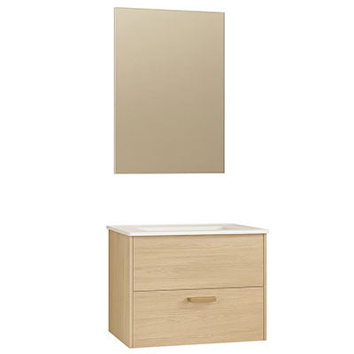 Ensemble de meuble VANA - chêne - l. 60 x P. 46 x H. 60cm + miroir