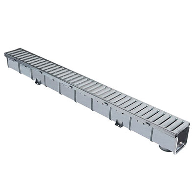 FIRST - Caniveau PVC + grille galva - gris - l.106 x L. 1000 x H. 100mm