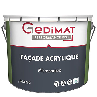 GEDIMAT Performance Pro - Peinture façade premium acrylique - blanc - 10L