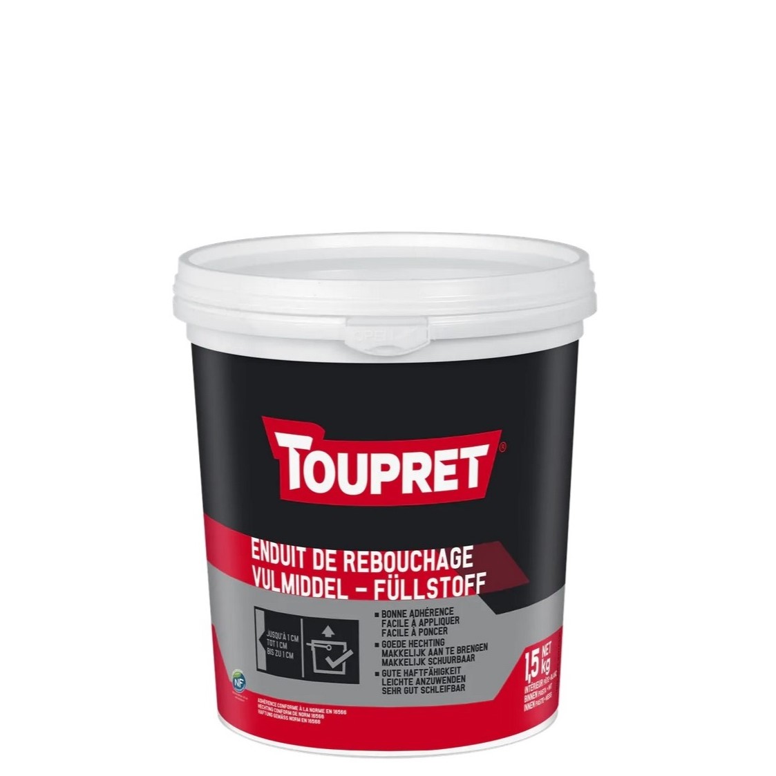  TOUPRET® - Enduit de rebouchage NF - blanc - 1.5kg 
