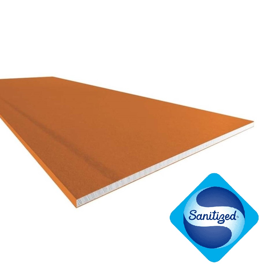 SINIAT - Plaque de plâtre hydrofugé PREGYWAB BA13 - orange - Ep. 12.5mm x l. 120 x L. 250cm