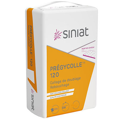 SINIAT - Mortier PREGYCOLLE 120 - blanc - sac de 25kg