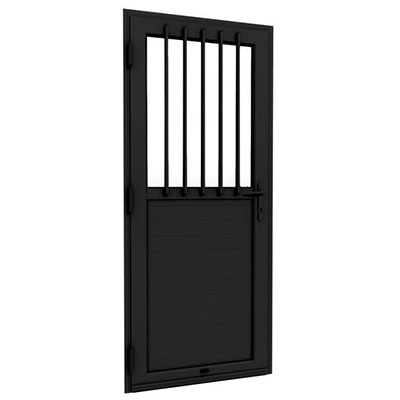 ALUSINAN - Porte de service barreaudée - poussant droit - noir - l. 90 x H. 216.5cm