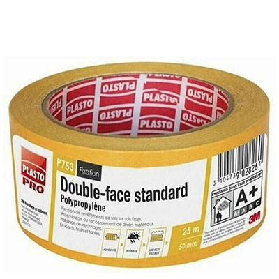 3M - Adhésif double face toilé P353 extra fort - blanc - l. 50mm x L. 50m