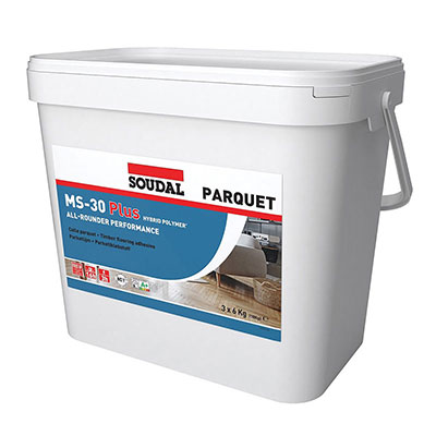 SOUDAL - Mastic-colle parquet MS-30 Plus hybrid polymère - marron clair - 18kg