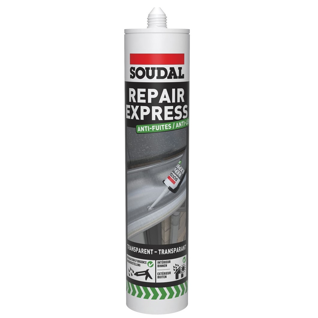 SOUDAL - Mastic acrylique Repair Express Anti-Fuites - transparent - 290ml
