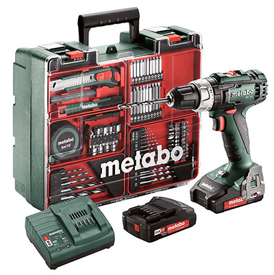 METABO - Perceuse-visseuse sans fil BS 18 L SET + 2 batteries Li-Power 18V 2Ah + 1 chargeur + accessoires - en coffret