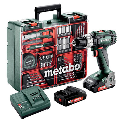 METABO - Perceuse à percussion sans fil SB 18 L SET + 2 batteries Li-Power 18V 2Ah + 1 chargeur + accessoires - en coffret