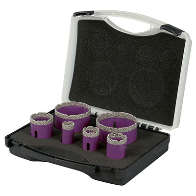 SIDAMO - Coffret de 6 trépans diamant à sec M14 ø22 à 76mm