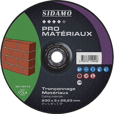 SIDAMO - Disque à tronçonner Pro Matériaux ø115mm