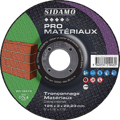 SIDAMO - Disque à tronçonner Pro Matériaux ø125mm