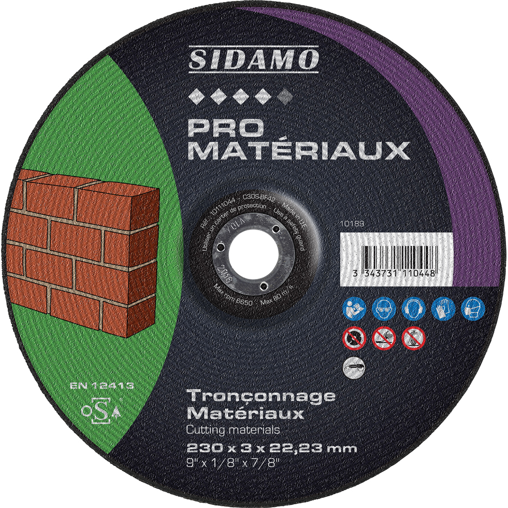 SIDAMO - Disque à tronçonner Pro Matériaux ø230mm - vendu par 5