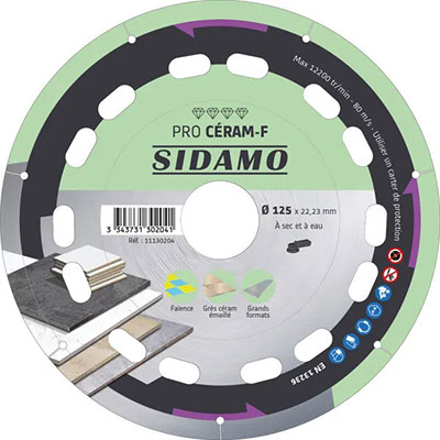 SIDAMO - Disque à tronçonner Diamant Pro Céram-F ø125mm