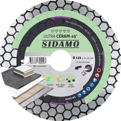 SIDAMO - Disque à tronçonner Diamant Ultra Céram-45 ø125mm