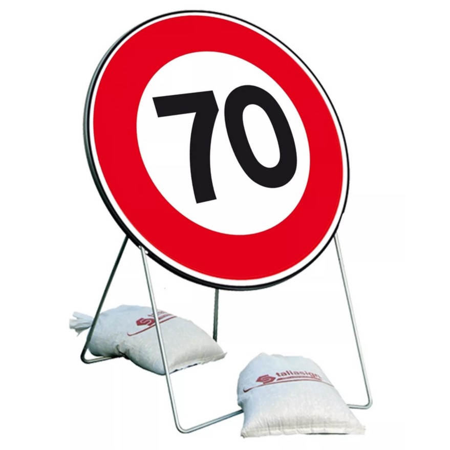 TALIAPLAST - Panneau de signalisation sur pied B14 NF C2  LIMITATION 70km/h  ø85cm