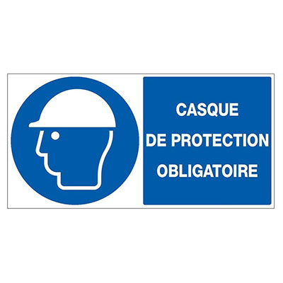 TALIAPLAST - Panneau de signalisation  CASQUE DE PROTECTION OBLIGATOIRE  l. 33 x H. 20cm