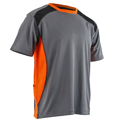 LMA - T-shirt anti UV PISTE manches courtes - gris et orange - taille M