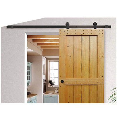 Kit porte coulissante acier apparent - noir - + rail 1. 86m
