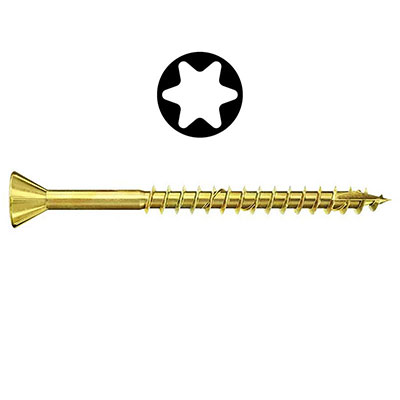 HSI - Vis agglo zingué jaune - Torx® - tête fraisée FP ø6 x 120mm - vendu par 25