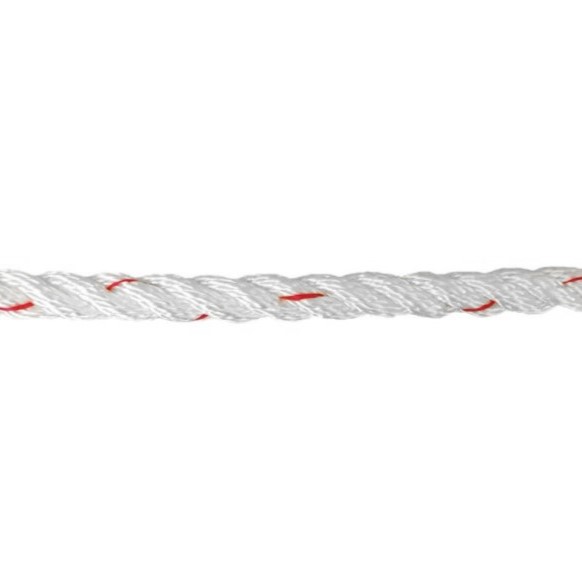 Corde polyamide ø8mm - blanc et rouge - vendu au m