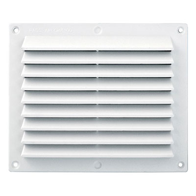 FIRST - Grille VMC anti-pluie rectangle + moustiquaire métal - blanc - l. 175 x H. 146mm