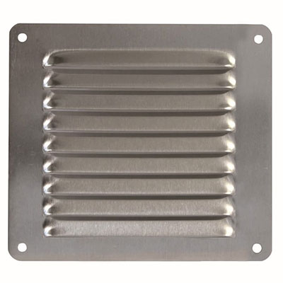 FIRST - Grille VMC rectangle + moustiquaire métal - chromé - l. 193 x H. 165mm